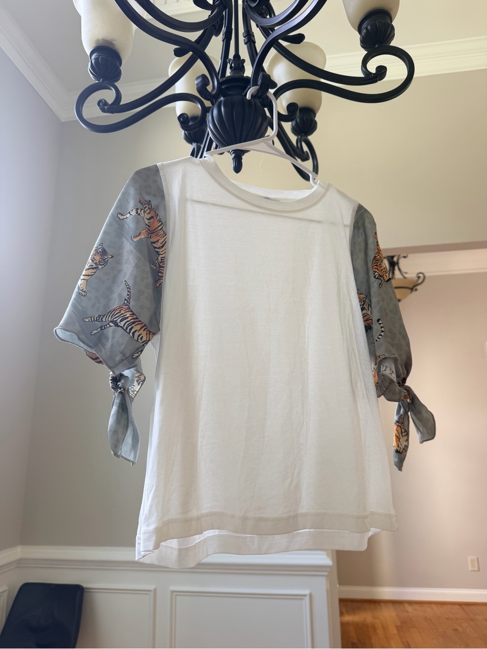 ZARA Cream Short-Sleeve Crewneck Top